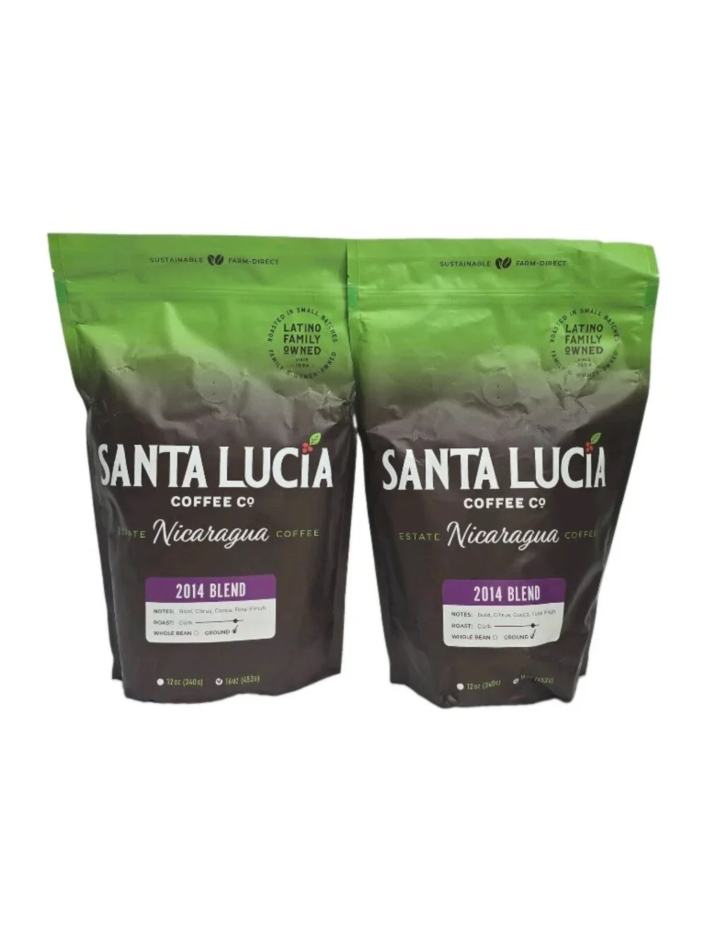 Santa Lucia Coffee Year Blend 2-PACK Nicaraguan Dark Roast Ground Coffee 16oz EA